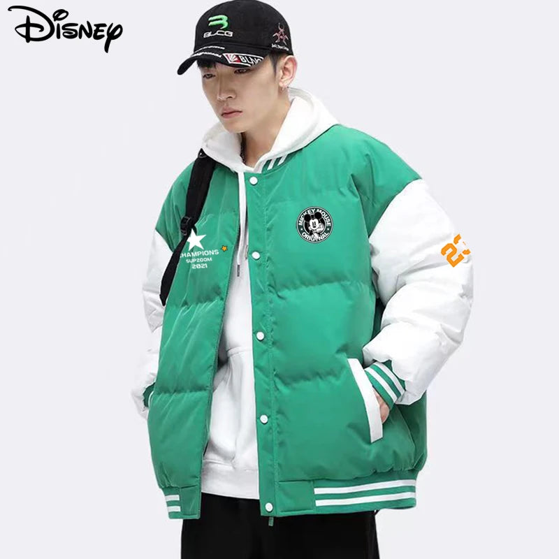Disney New Arrival Brand Clothing Top Fashion Mickey Mouse Print Logo Loose Cardigan Winter Coat Casual Cotton-padded Jacket