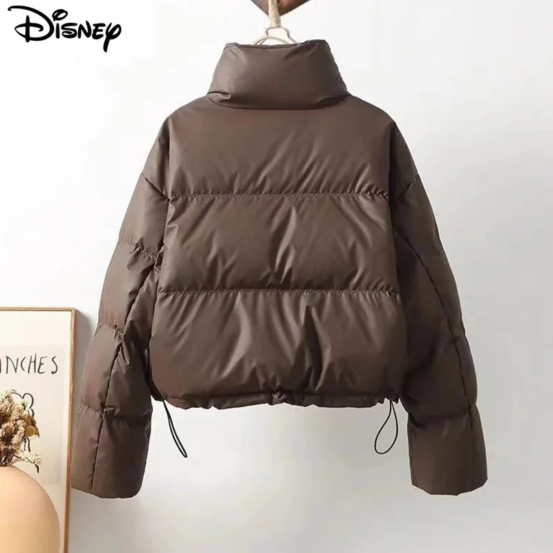 Disney New Arrival Brand Clothing Top Fashion Mickey Mouse Print Logo Loose Cardigan Winter Coat Casual Cotton-padded Jacket