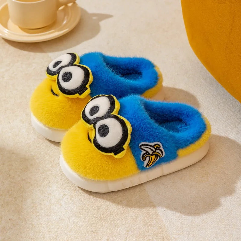 2024 New Cute Cartoon Minions Children Slippers Cartoon Boys And Girls Home Indoor Comfortable Warm Non Slip Slipper Winter Gift
