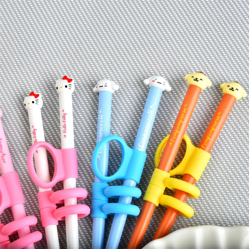 Kawaii Sanrio Hello Kitty Chopsticks Anime Cinnamoroll Kuromi Kids Fast Practice Finger-Cot Chopsticks Tsupplies Ableware Gift