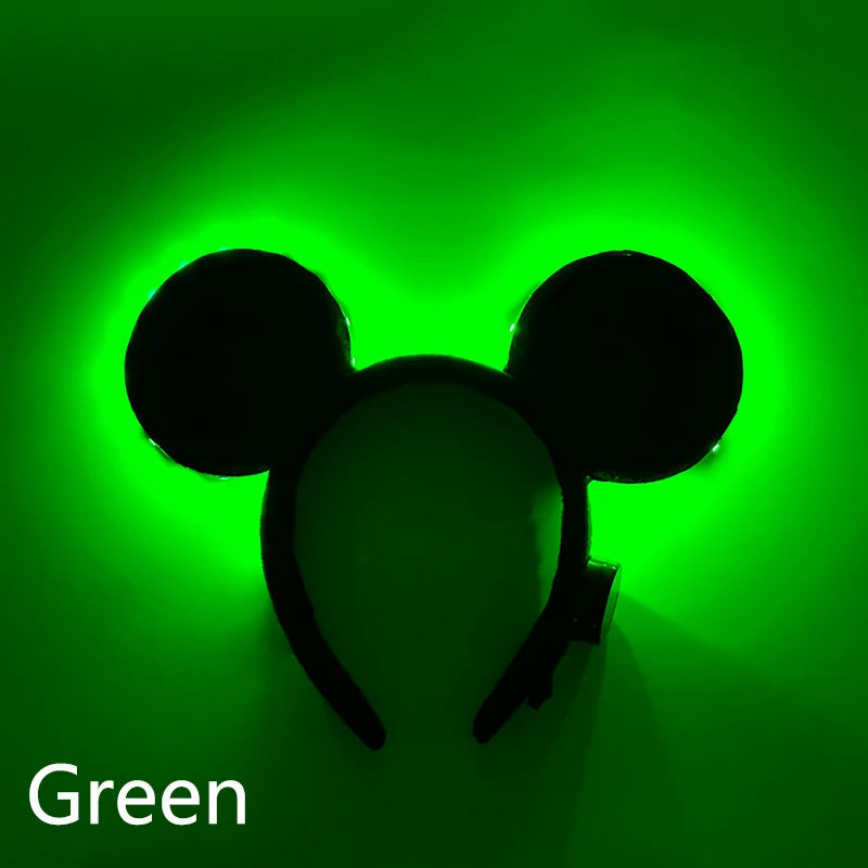 Cartoon LED Mouse Ears Headband for Boys and Girls Birthday Party Black Headwear Costume Cosplay Decoration Flashing Hairband