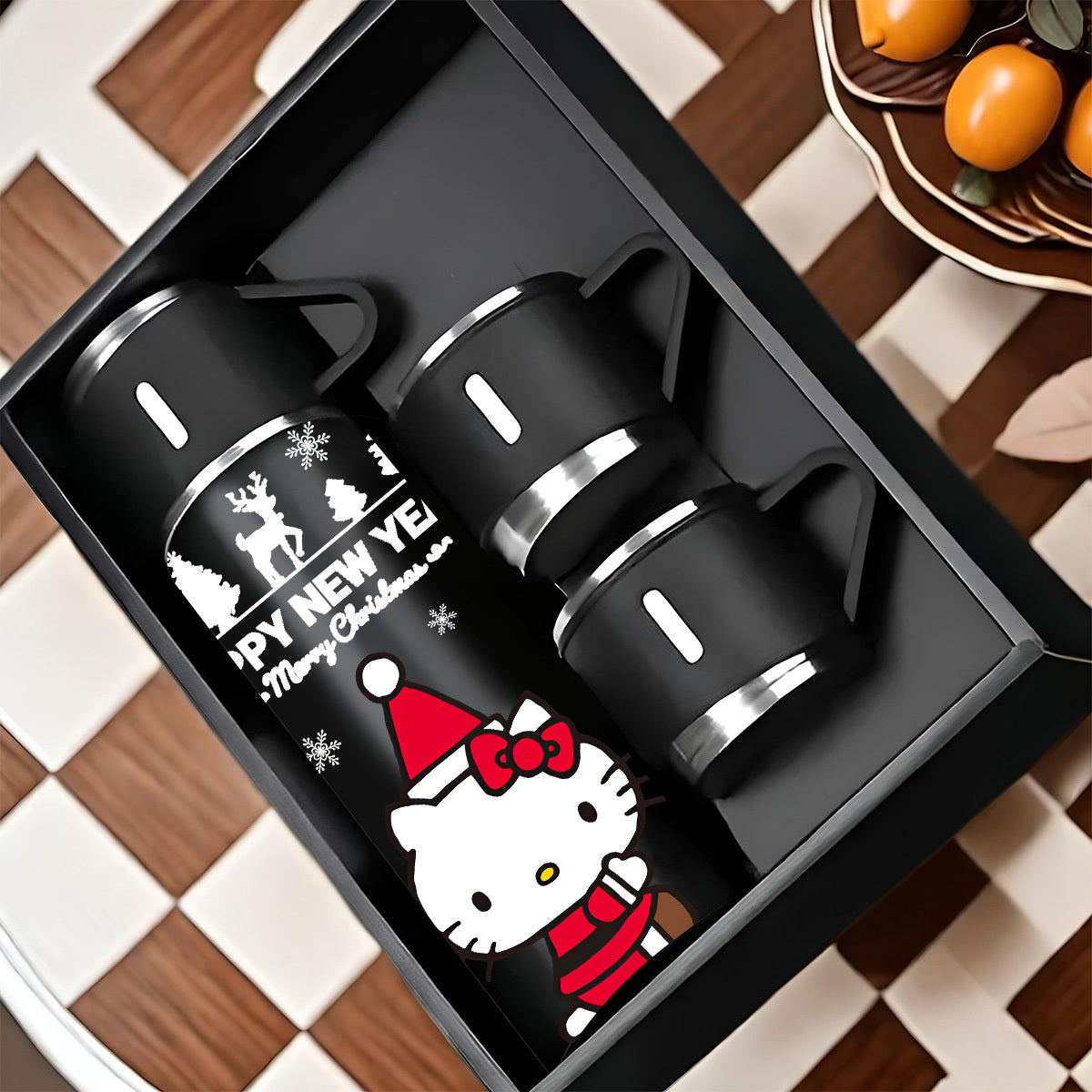 1pc Sanrio Hello Kitty 3-in-1 Vacuum Insulated Bottle, 304 Stainless Steel Coffee Cup with 3 Lids, Non-Skid, Heat Resistant, Washable, Ideal for Hot & Cold Drinks, Perfect for Office, Camping, Indoor Use, Great for Christmas,