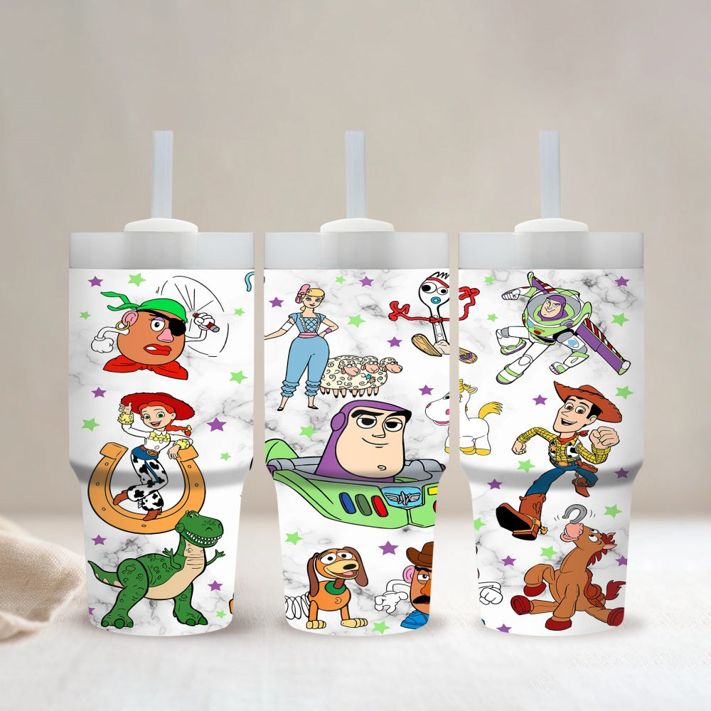 14oz Stainless Steel Tumbler with Straw, Cartoon Character Print, Insulated Hot & Cold Drink Cup, BPS Free, with Hand Wash Only, for Car, Home, Everyday Use, Ideal Gift for Family & Friends, Suitable for Ages 14+