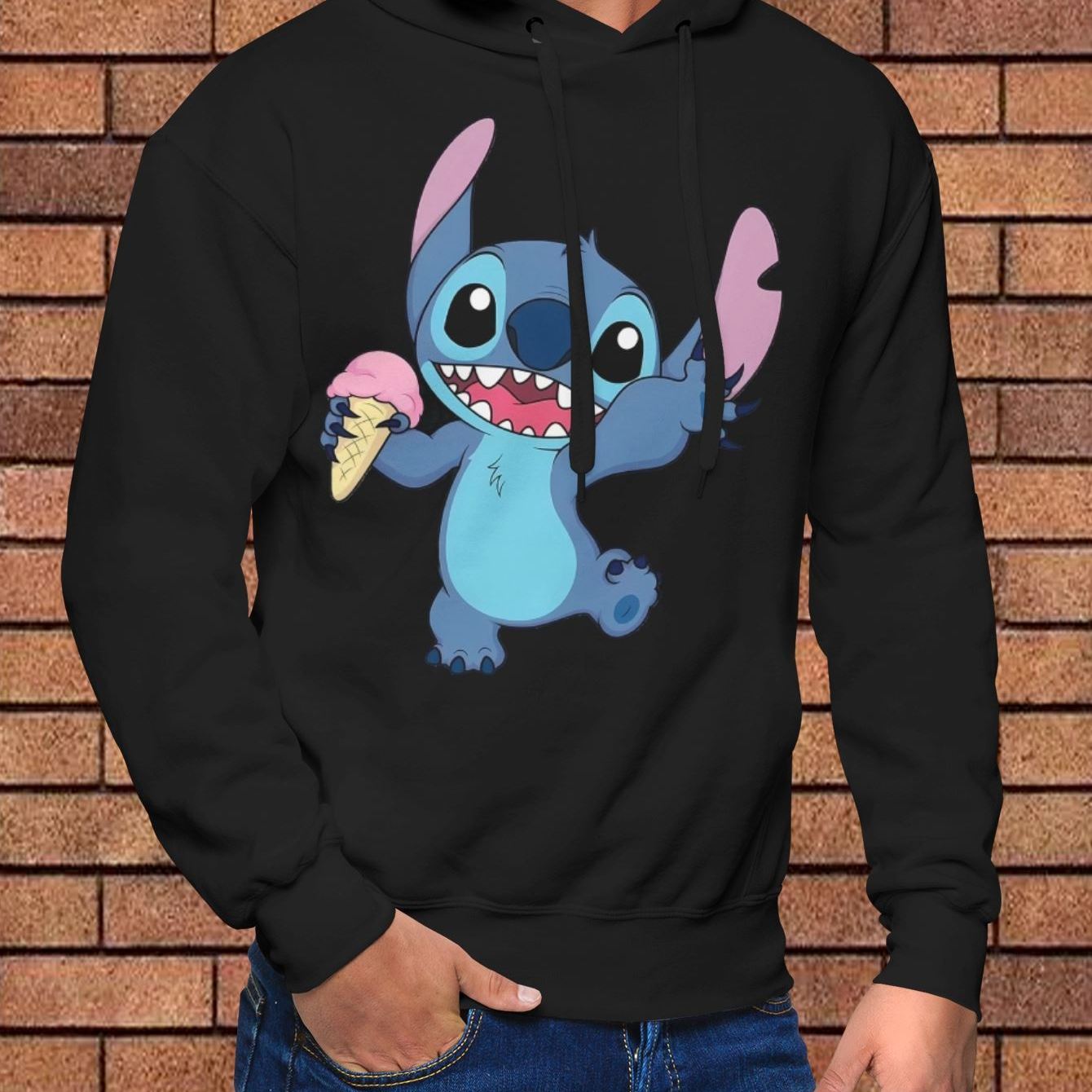 stitch hoodies printing party hoodies hip hop mens holiday sweatshirt stitch model man hoodie
