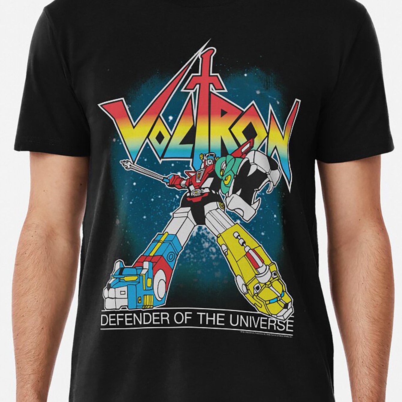 Unisex Black Premium T-Shirt Voltron Defender Of The Universe Vintage Poster, Casual Short Sleeve Tee Tops, Youth & Adult, Halloween Gift, Christmas Gift
