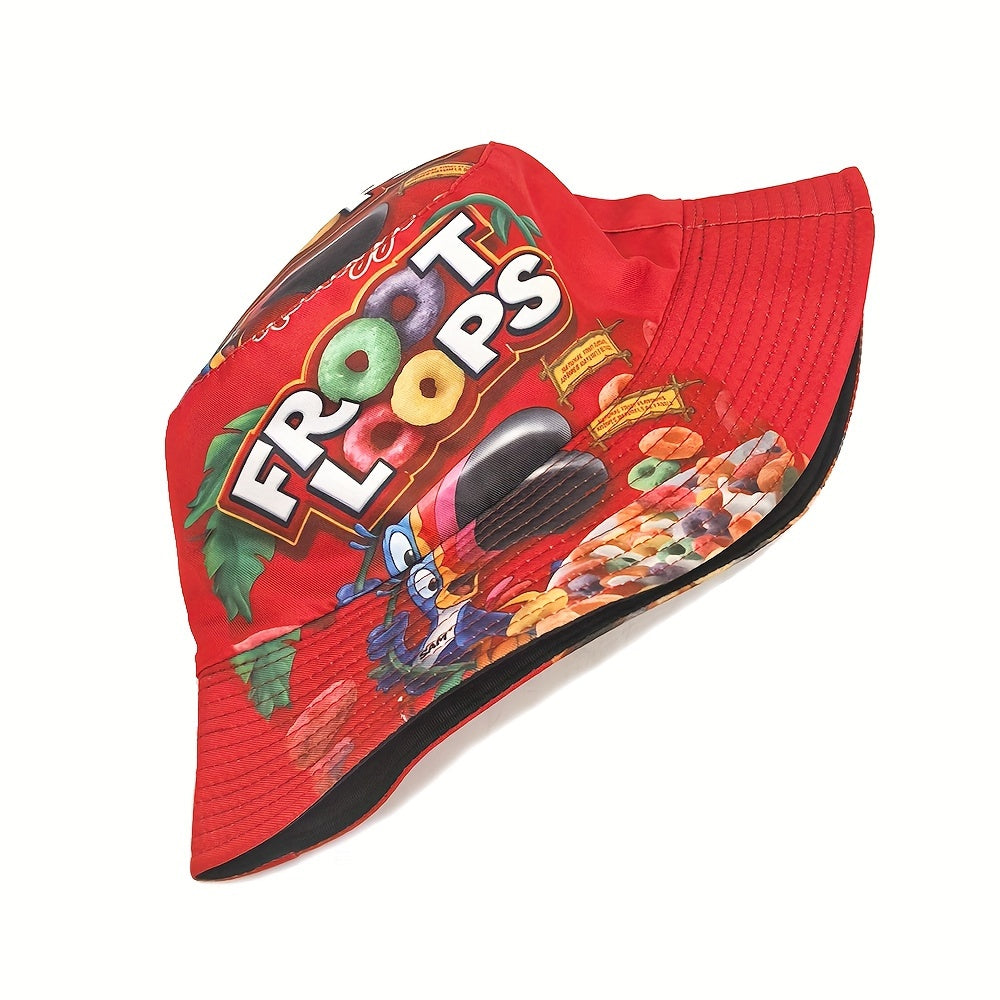 Snack Print Fisherman Hat Hip Hop Street Outdoor Party Sun Hat for Men and Women