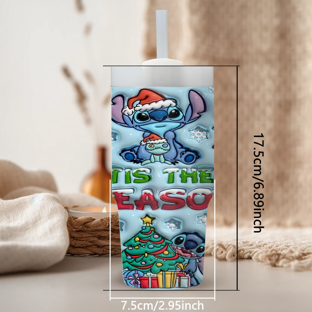 Stitch 14oz Insulated Tumbler with Straw - Stainless Steel, BPA-Free, Perfect for Car & Home Use, Ideal Gift for Family and Friends