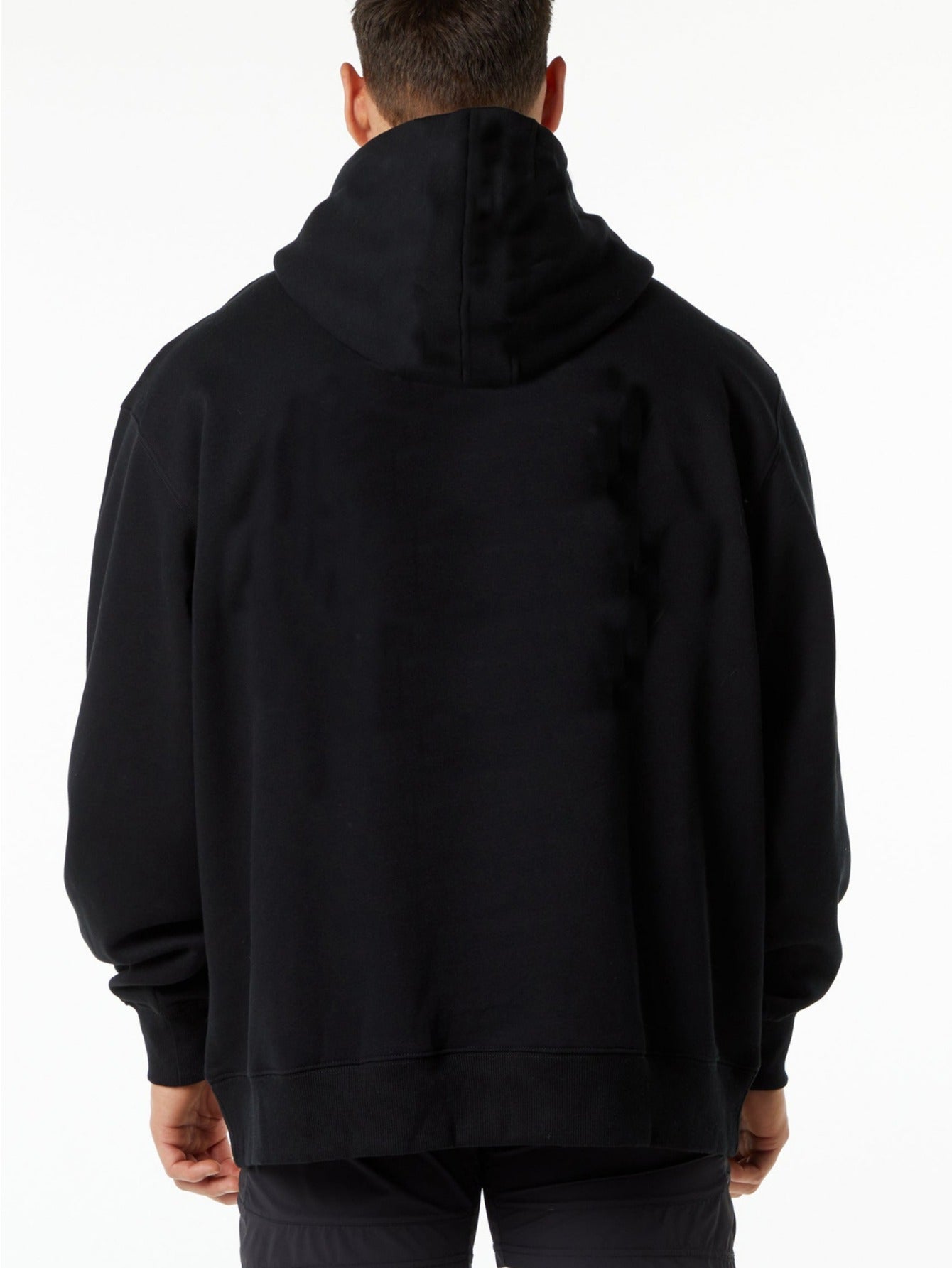 Fleece Hooded Sweatshirt with Rope 270G Black And White European And American Street Cartoon Hip Hop Style Solid Color Trendy Brand Loose Fleece Jacket Christmas And New Year Gift Men'S Casual Stitch Skeleton Hoodie