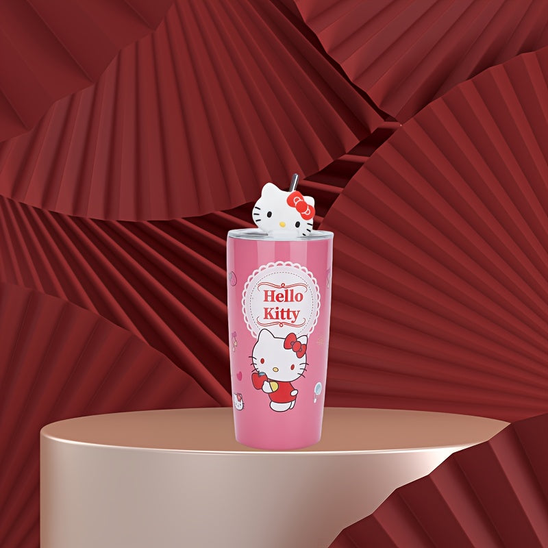 Sanrio Series Kt Cat Yugui Dog Kuromi Melody Outdoor Cup 20.29oz Straw Cup Double-layer Large Capacity Vacuum Cup Car Coffee Cup