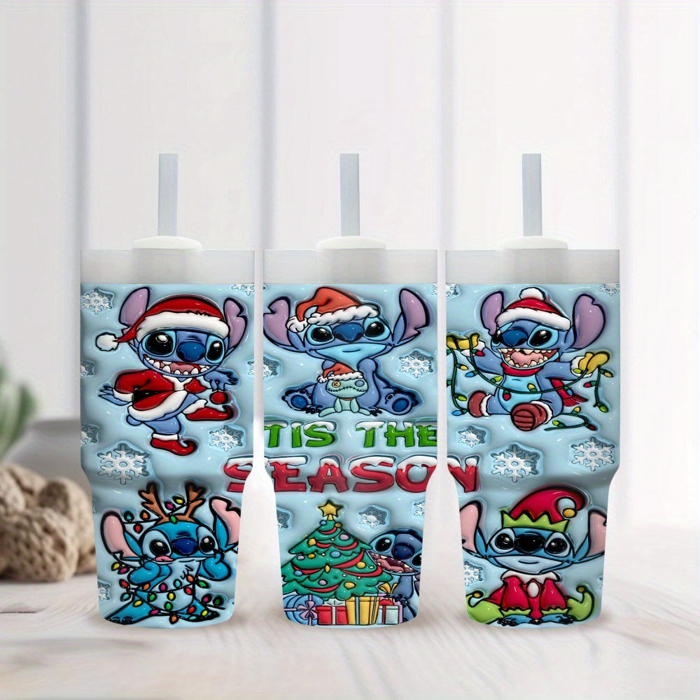 Stitch 14oz Insulated Tumbler with Straw - Stainless Steel, BPA-Free, Perfect for Car & Home Use, Ideal Gift for Family and Friends