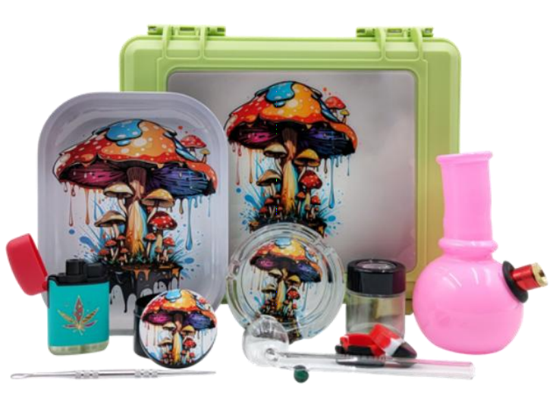 Psychedelic Mushroom-Themed Smoking Accessories Set:
