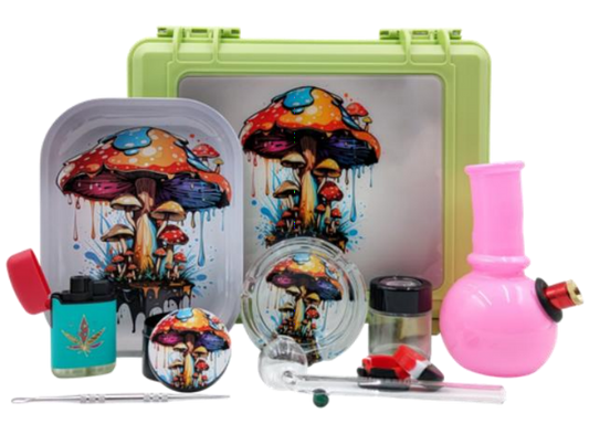Psychedelic Mushroom-Themed Smoking Accessories Set: