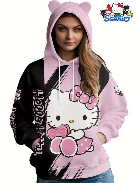 Sanrio Licensed Hello Kitty Women'S Hoodie, Novelty Cat Sweatshirt with Pockets, Adult Long Sleeve Hoodie