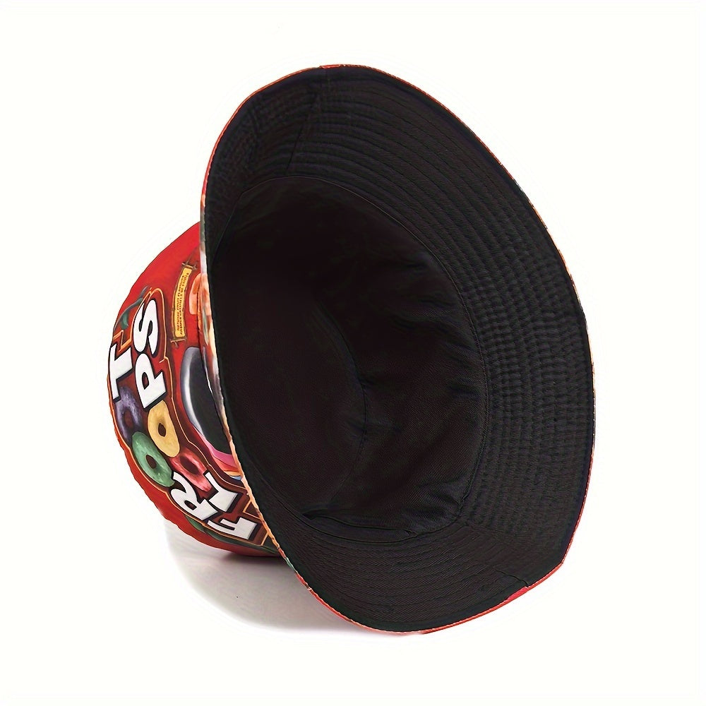 Snack Print Fisherman Hat Hip Hop Street Outdoor Party Sun Hat for Men and Women
