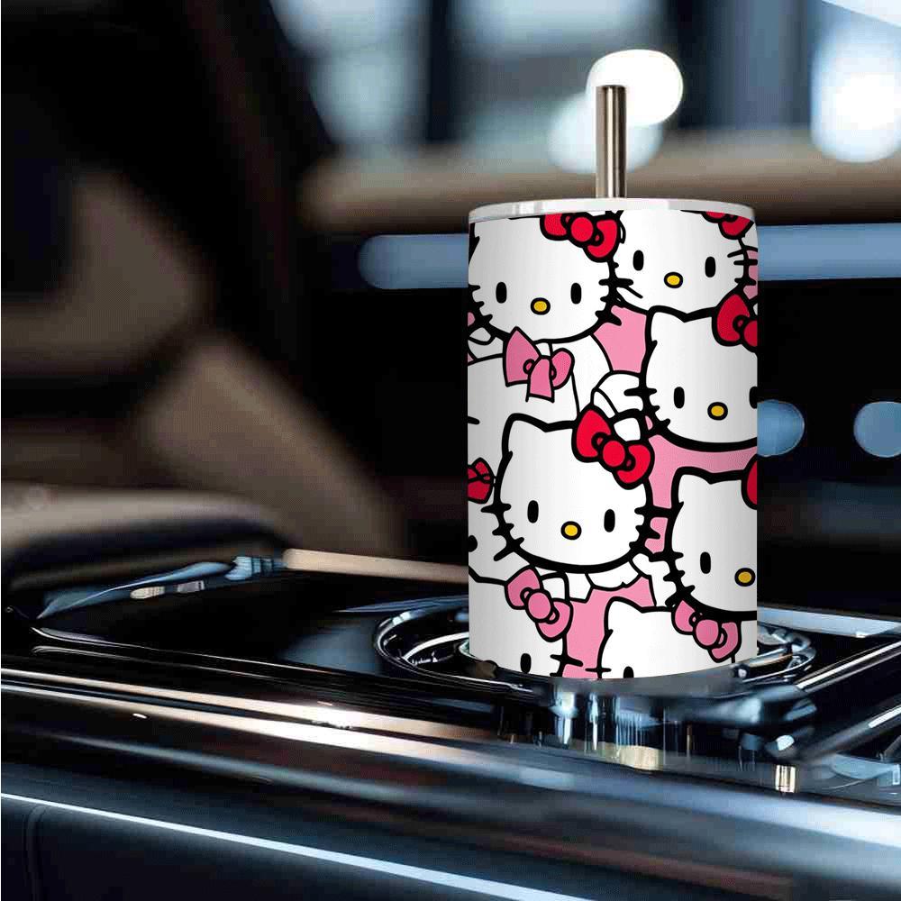 Hello Kitty 20oz Stainless Steel Tumbler with Straw - Perfect for Hot & Cold Drinks, Ideal for Home, Travel & Outdoor Use - Great Gift for Friends, Best for Christmas