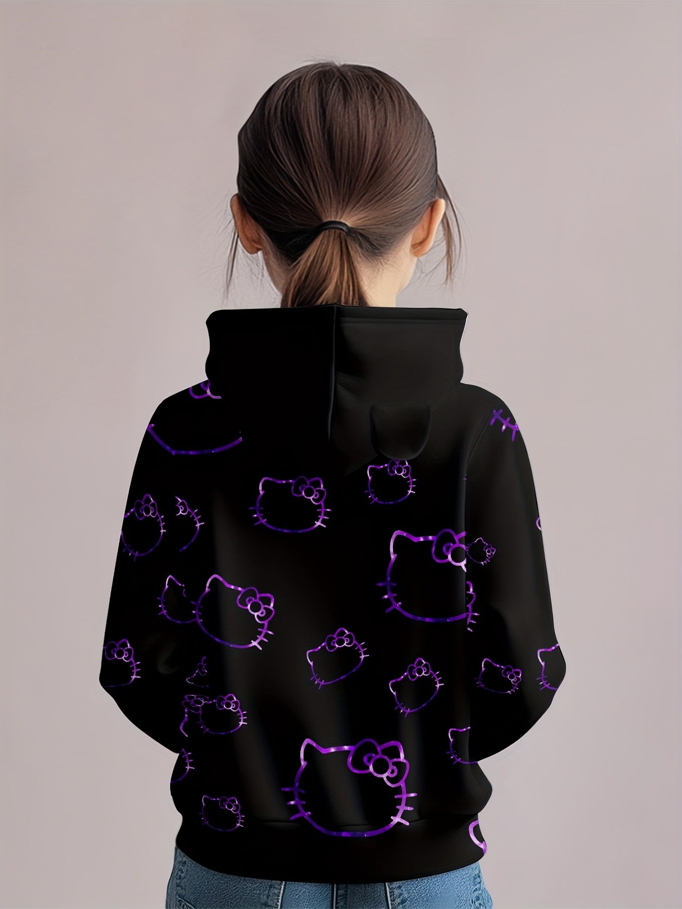 Sanrio Hello Kitty 3D Print Hoodie - Cozy & Soft Pullover for Youngsters, Perfect for Spring/Fall, Design, Machine Washable
