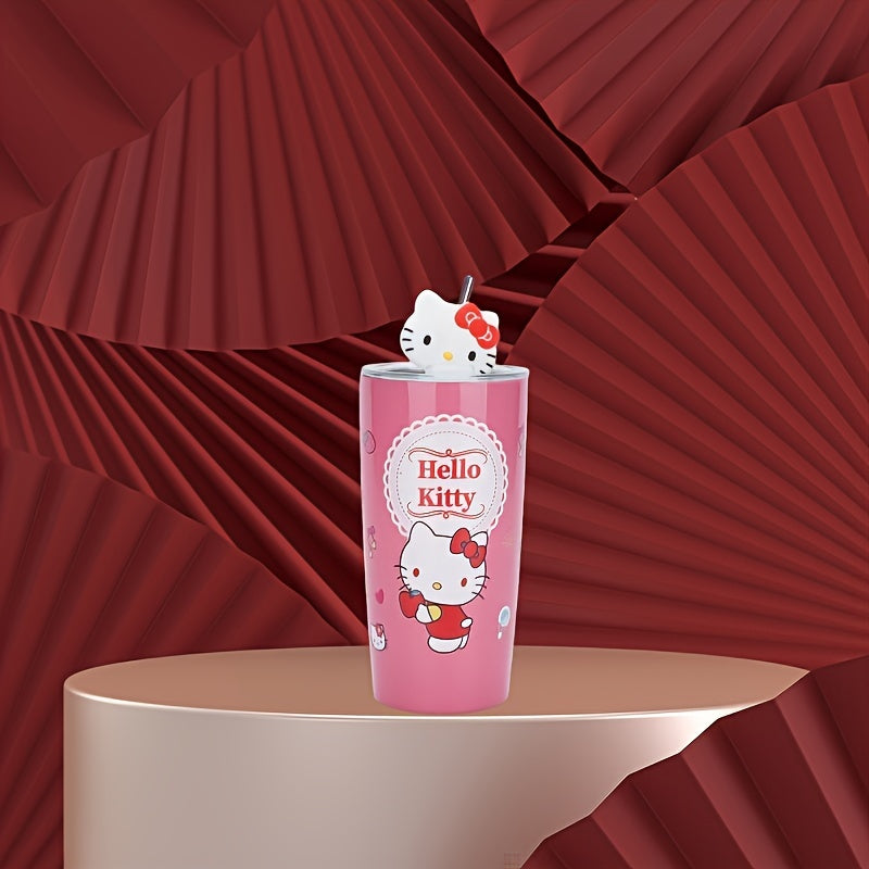 Sanrio Series Kt Cat Yugui Dog Kuromi Melody Outdoor Cup 20.29oz Straw Cup Double-layer Large Capacity Vacuum Cup Car Coffee Cup