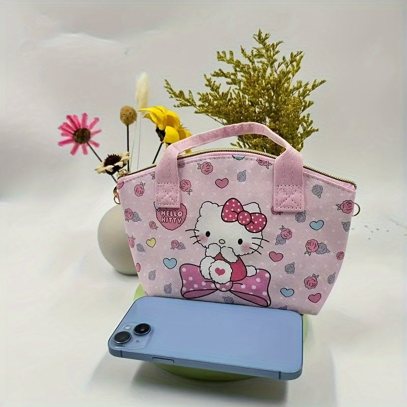 Adorable, Sanrio Kuromi & Hello Kitty Fashion Tote - Cute Cartoon Shoulder Bag with Multiple Compartments, Durable Polyester, Perfect for Daily Commute