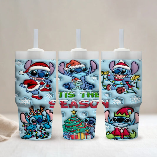 Stitch 14oz Insulated Tumbler with Straw - Stainless Steel, BPA-Free, Perfect for Car & Home Use, Ideal Gift for Family and Friends
