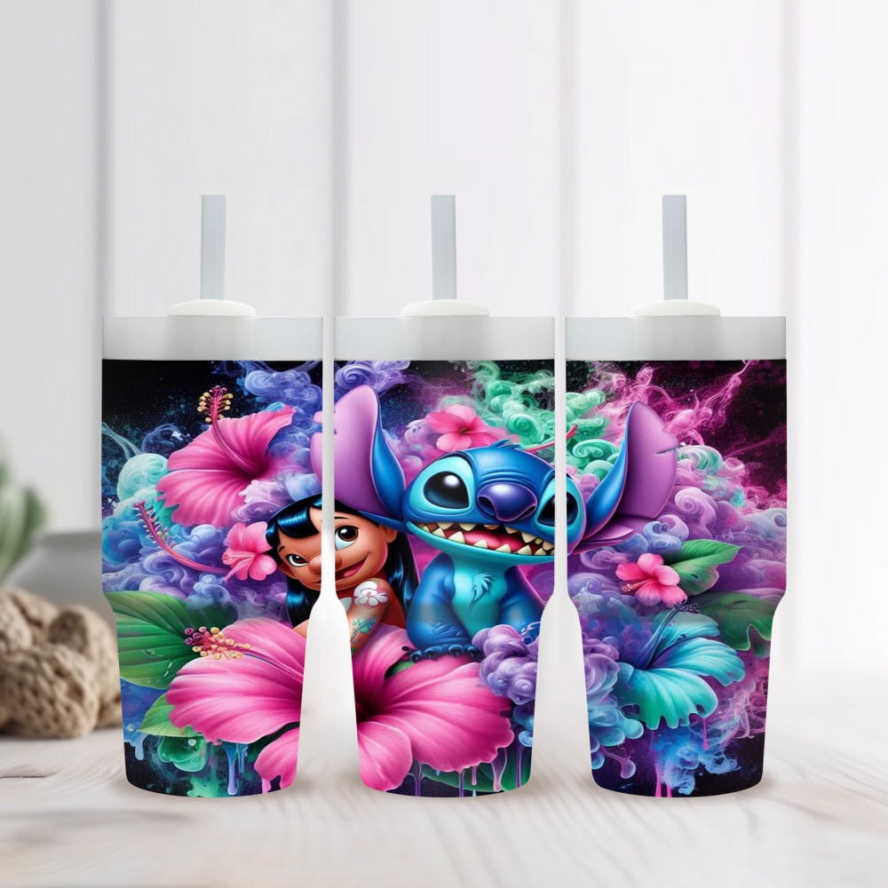 14oz Stainless Steel Tumbler with Straw, Cartoon Character Print, Vacuum Insulated Travel Mug, BPA-Free, Hand Wash Only, with Straw for Home, Car, Gift for Family and Friends