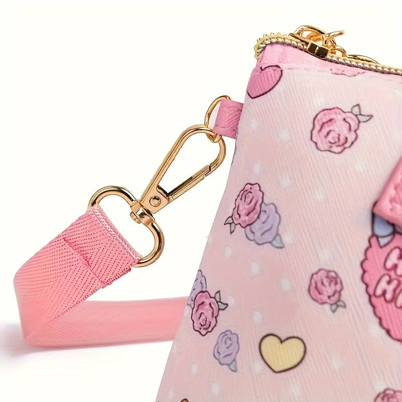 Adorable, Sanrio Kuromi & Hello Kitty Fashion Tote - Cute Cartoon Shoulder Bag with Multiple Compartments, Durable Polyester, Perfect for Daily Commute