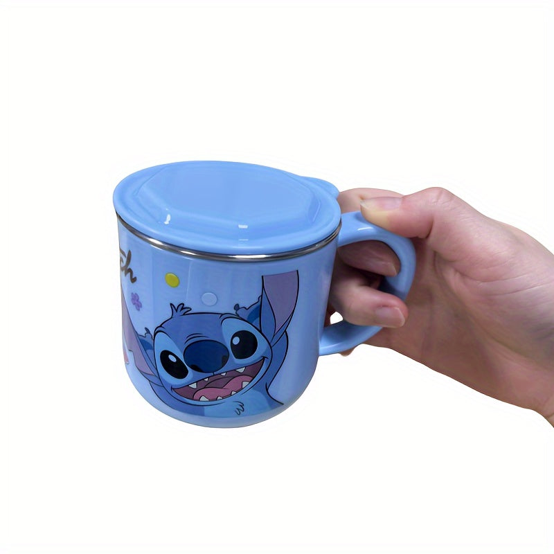 Stitch 8.79oz Stainless Steel Coffee Mug with Lid - Cute Cartoon Design, Perfect for Home & Outdoor Use, Ideal Christmas or Birthday Gift