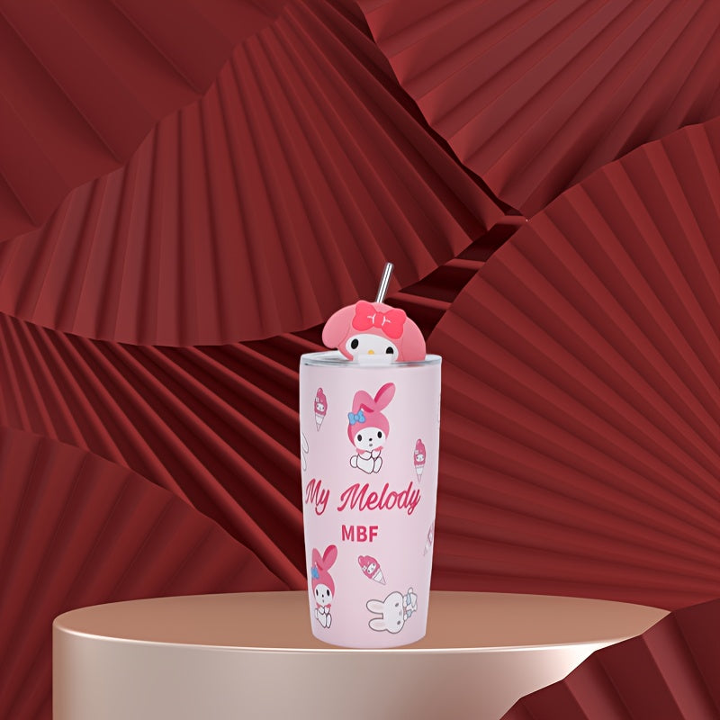 Sanrio Series Kt Cat Yugui Dog Kuromi Melody Outdoor Cup 20.29oz Straw Cup Double-layer Large Capacity Vacuum Cup Car Coffee Cup