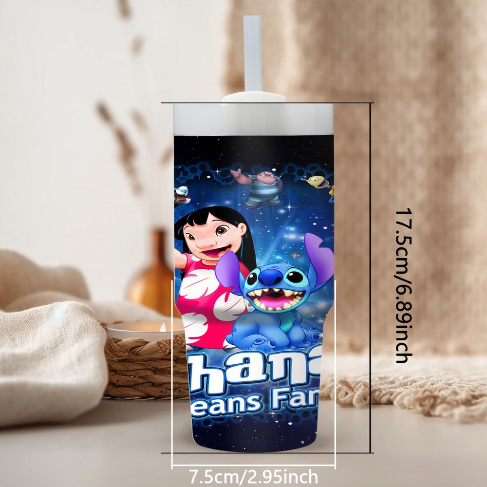 14oz Stainless Steel Tumbler, Cartoon Character Design, Double-Wall Vacuum Insulated Travel Mug, BPS-Free, Hand Wash Only, with Straw for Home and Car Use, Ideal Gift for Family and Friends