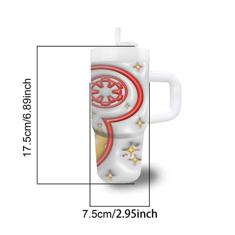 1pc Stainless Steel Tumbler with Handle and Straw, Cartoon Character Design, BPA-Free, Leak-Proof, Ideal for Coffee & Cold Drinks, with Handle and Straw, for Family & Friends, Perfect Gift for Christmas, Halloween, Valentine'