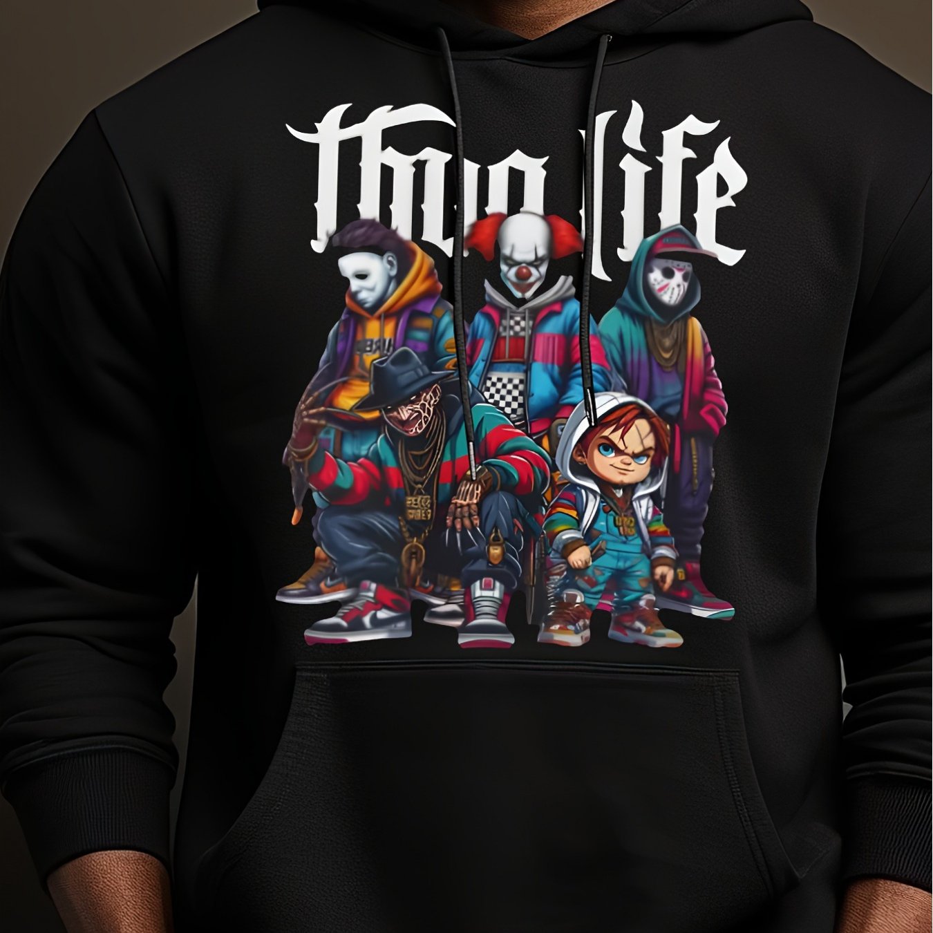 Made in USA Men's Breathable Hoodie with Pockets, Casual Hip Hop Thug Life Hood Text Sweatshirt, Funny West Coast Print Design Streetwear for Winter Autumn