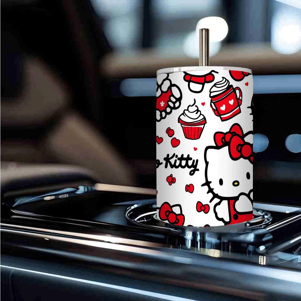 1pc Hello Kitty Stainless Steel Tumbler with Straw, Insulated Travel Mug, Durable Beverage Cup, with Straw for Cold/Hot Drinks, for Home & Outdoor Use, Ideal Gift for Friends