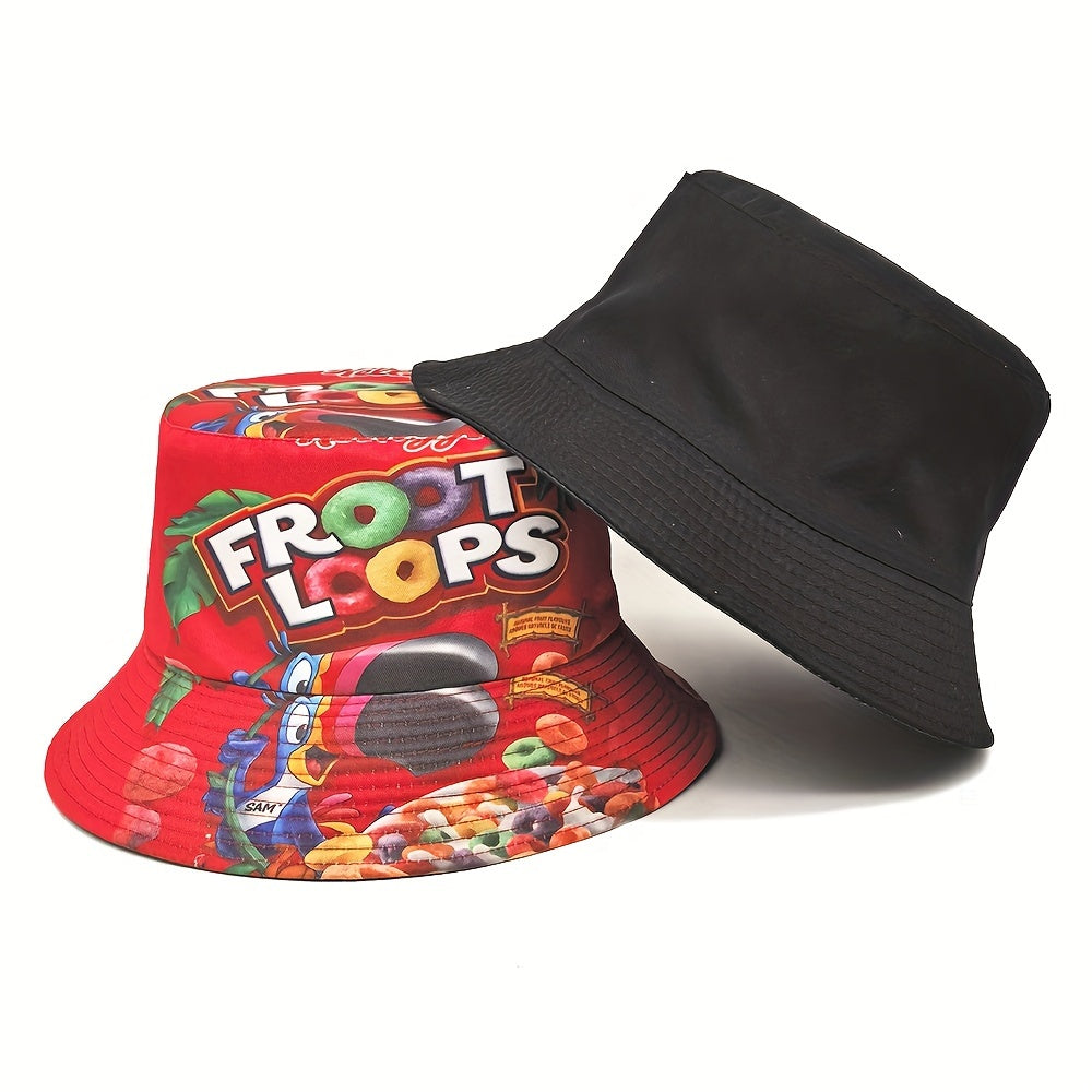 Snack Print Fisherman Hat Hip Hop Street Outdoor Party Sun Hat for Men and Women