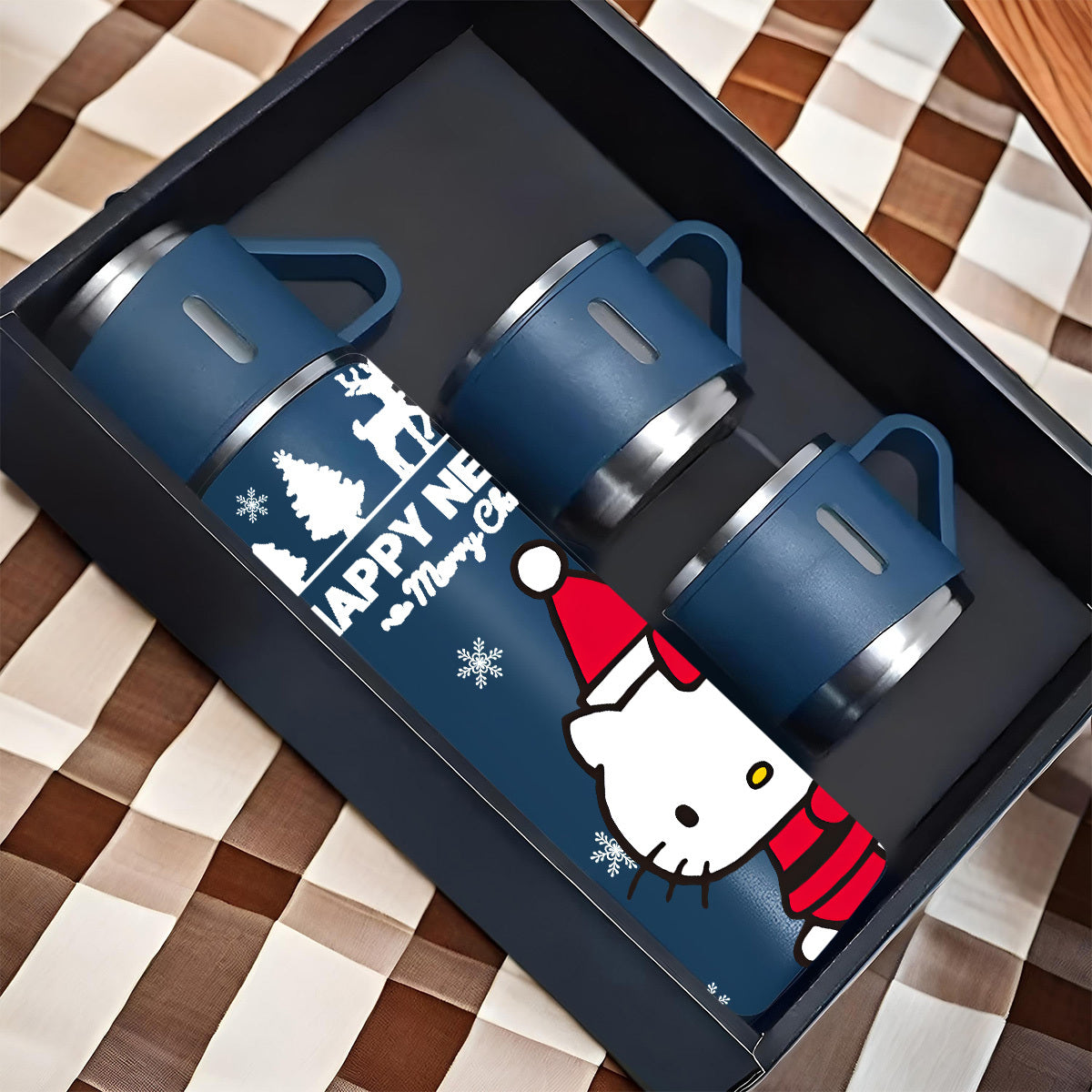 1pc Sanrio Hello Kitty 3-in-1 Vacuum Insulated Bottle, 304 Stainless Steel Coffee Cup with 3 Lids, Non-Skid, Heat Resistant, Washable, Ideal for Hot & Cold Drinks, Perfect for Office, Camping, Indoor Use, Great for Christmas,